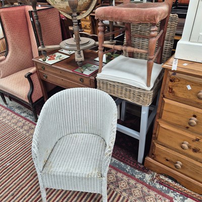 Lot 195 - A rattan seat high stool, a Victorian chair...