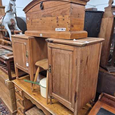 Lot 230 - Two bedside cabinets and an arch top trunk