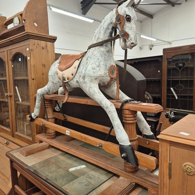Lot 235 - A large vintage trestle base rocking horse.