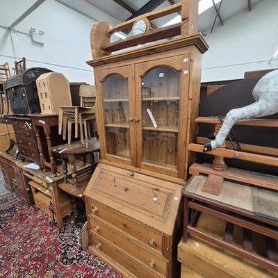 Lot 236 - A large pine bureau-bookcase 99 x 50 x 205 cm...