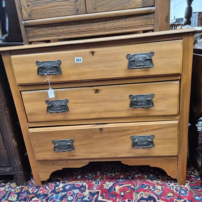 Lot 251 - An Edwardian satin walnut three-drawer chest....