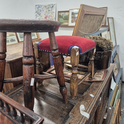 Lot 274 - Two stools and a vintage hat.