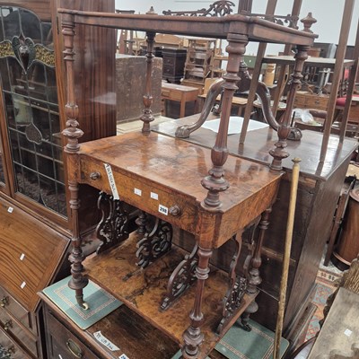 Lot 298 - A Victorian walnut three tier music stand /wot-...