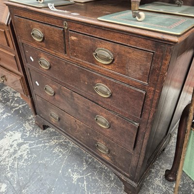 Lot 299 - A Geo. III oak chest of five drawers 89 x 46 x...