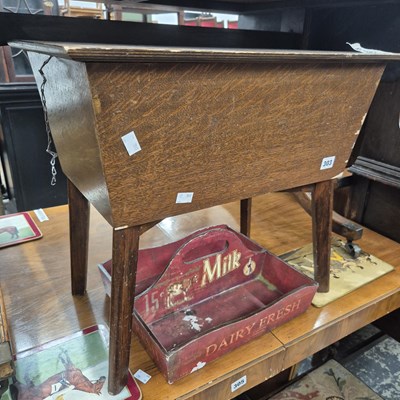Lot 303 - A sewing box and a cutlery tray