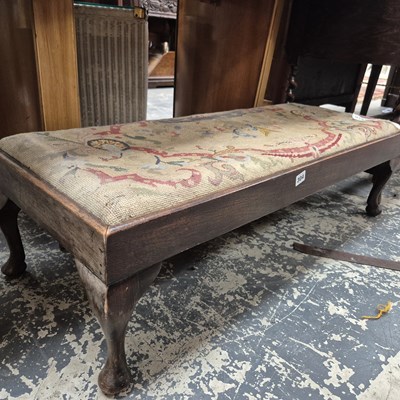 Lot 304 - A long stool on cabriole legs. W 100 D 40 H 28cm