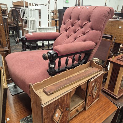 Lot 309 - A Victorian ebonised show frame armchair and a...