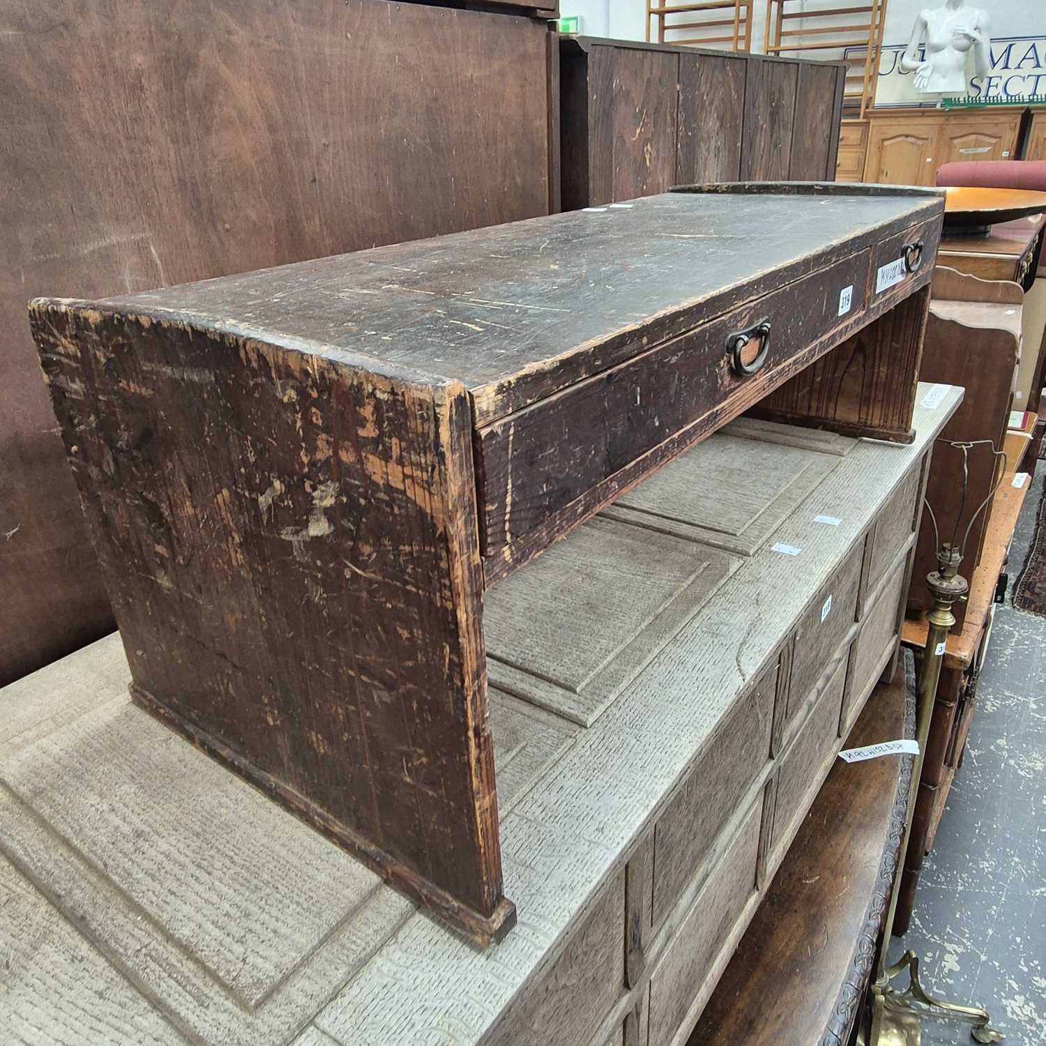 Lot 319 - An oriental pine low side table. W 98 D 36 H...