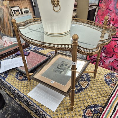 Lot 328 - Vintage galleried mirror tray top on folding...