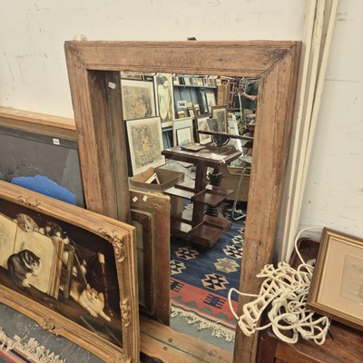 Lot 346 - A large hardwood framed mirror.