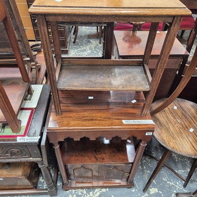 Lot 365 - A Victorian mahogany two tier stand and an oak...