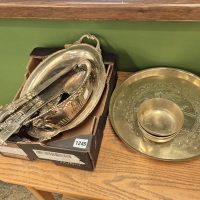 Lot 1245 - Electroplate to include stell bladed knives,...