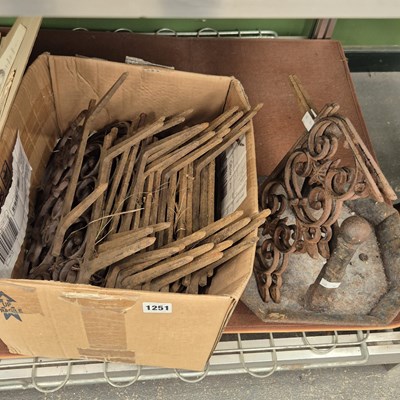 Lot 1251 - An iron bootscraper together with cast and...