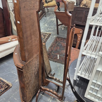 Lot 375 - A walnut-framed cheval mirror.