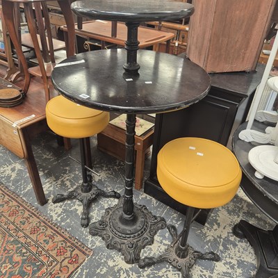 Lot 380 - A Vintage bar table and two stools