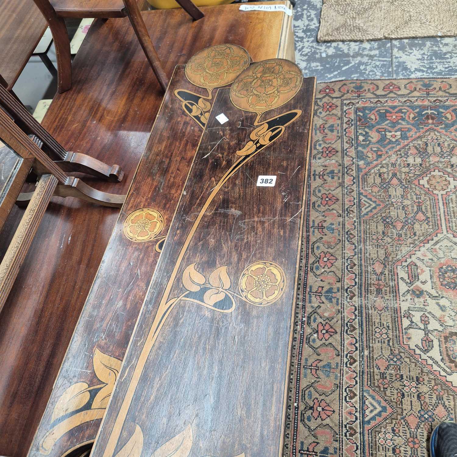Lot 382 - An Art Nouveau penwork folding screen