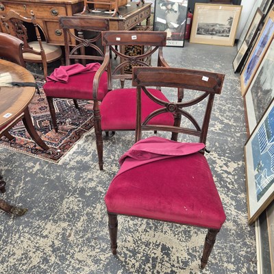 Lot 386 - A set of six Late Georgian mahogany dining...