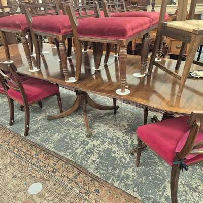 Lot 387 - A large antique mahogany three-pillar...