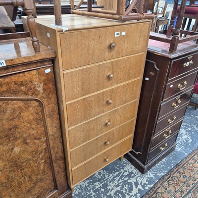 Lot 392 - A pale oak retro tall chest maker's mark...
