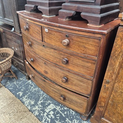 Lot 394 - A 19th century mahogany chest of five bowfront...
