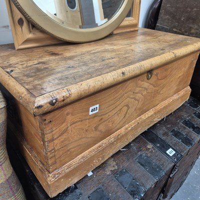 Lot 403 - An antique elm small trunk