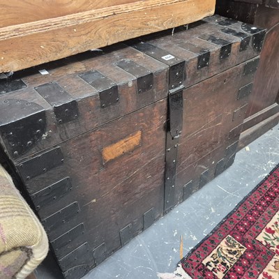 Lot 404 - A large Victorian iron band silver chest