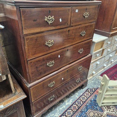 Lot 416 - A small 19th century mahogany and inlaid chest-...