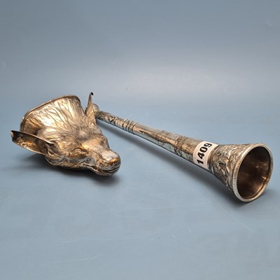 Lot 1409 - A presentation silver hunting horn, London...