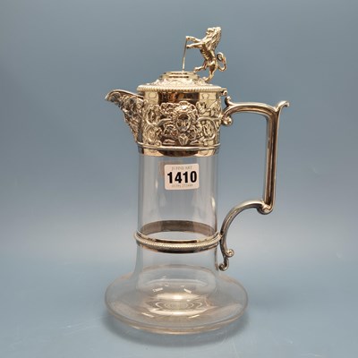 Lot 1410 - An Elkington plate mounted clear glass claret...