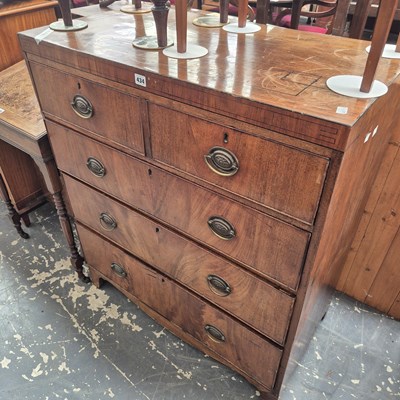 Lot 434 - A late Georgian chest of five drawers 90 x 48...