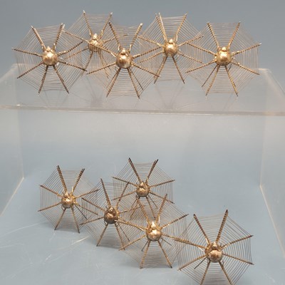 Lot 1416 - Ten spider centred web easel backed menu...