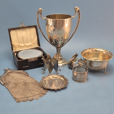Lot 1423 - Miscellaneous sterling and hall marked silver:...