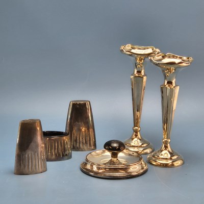 Lot 1436 - A pair of silver specimen vases, Chester 1928,...