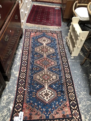 Lot 1666 - Three Oriental rugs, a prayer rug, 125 x 68cms,...