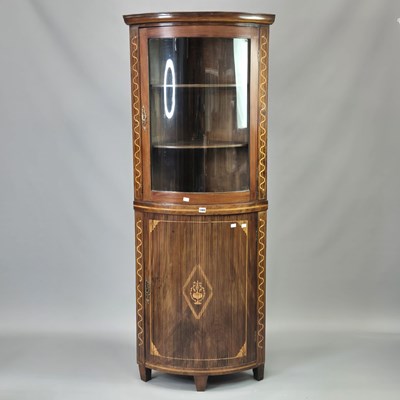 Lot 1465 - A marquetried mahogany floor standing bow...