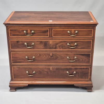Lot 1474 - A satin wood banded mahogany chest of two...