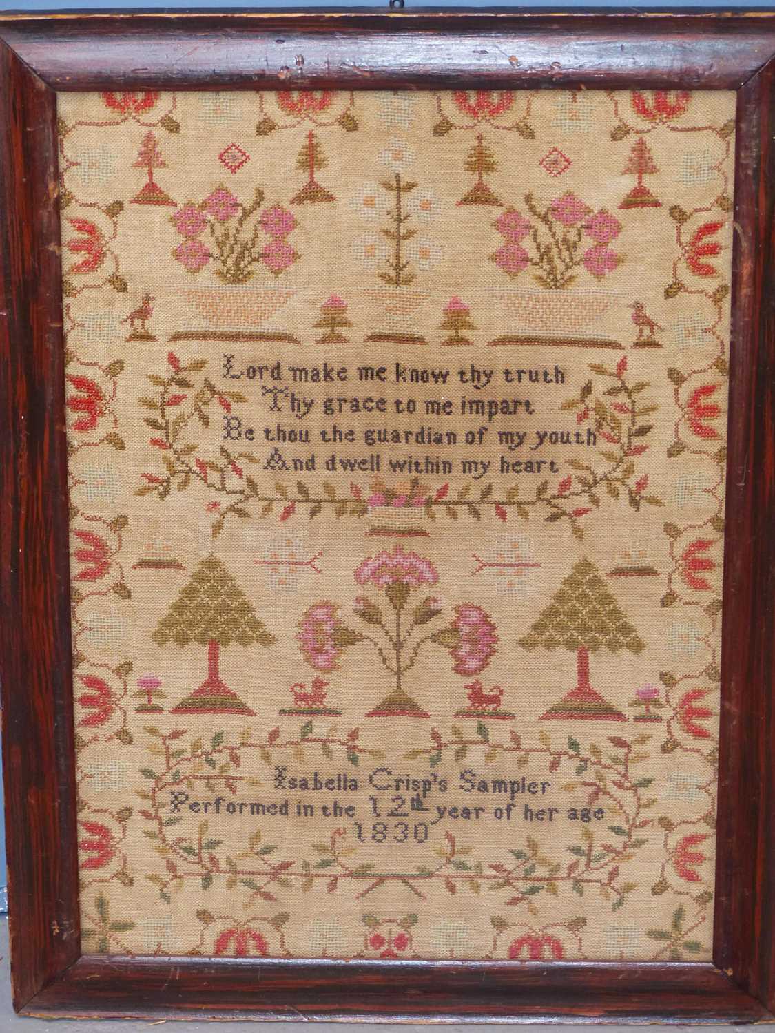 Lot 1484 - Mary Bird's 1822 verse sampler together with...