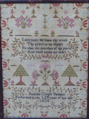 Lot 1484 - Mary Bird's 1822 verse sampler together with...