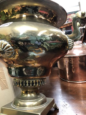 Lot 1487 - A brass samovar converted into a table lamp
