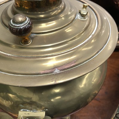 Lot 1487 - A brass samovar converted into a table lamp