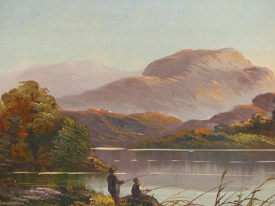 Lot 1498 - Late 19th/early 20th school, fishing a loch...