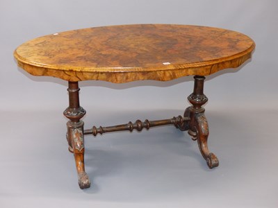 Lot 1527 - A quarter veneered burr walnut oval table...