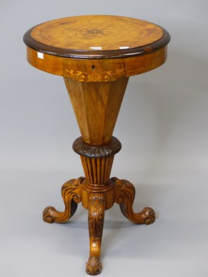 Lot 1537 - A Victorian marquetried walnut work table, the...