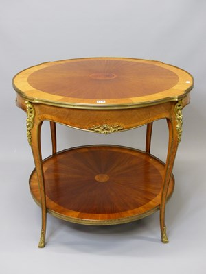 Lot 1538 - A satin wood banded kingwood two tier circular...