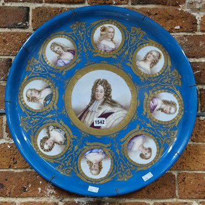 Lot 1542 - A 'Sevres' turquoise ground circular wall...