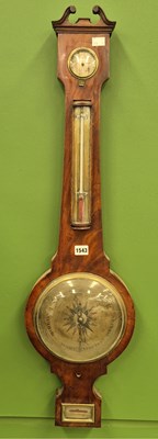 Lot 1543 - A 19th century mahogany banjo barometer named...