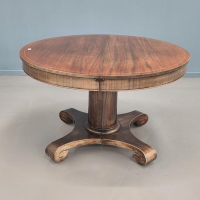 Lot 1552 - A line inlaid mahogany circular table...