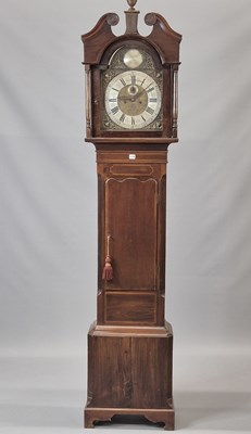 Lot 1559 - A line inlaid mahogany long cased clock...