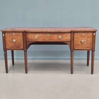Lot 1564 - An ebony line inlaid mahogany break front...