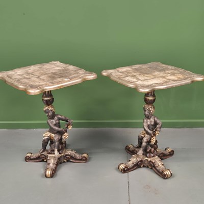 Lot 145 - A pair of 20th Century stylish carved silvered...